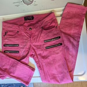 TRIPP Vintage Pink 🩷 Jeans Zippers Skull Hot Topic Lip Service Pastel Goth Punk
